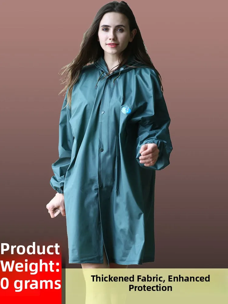 

Thiened Waterproof Adult Raincoat with Hat Mid-Length Coat Sle Rainwear Bull Tendon Material Commuting ential in Daily...
