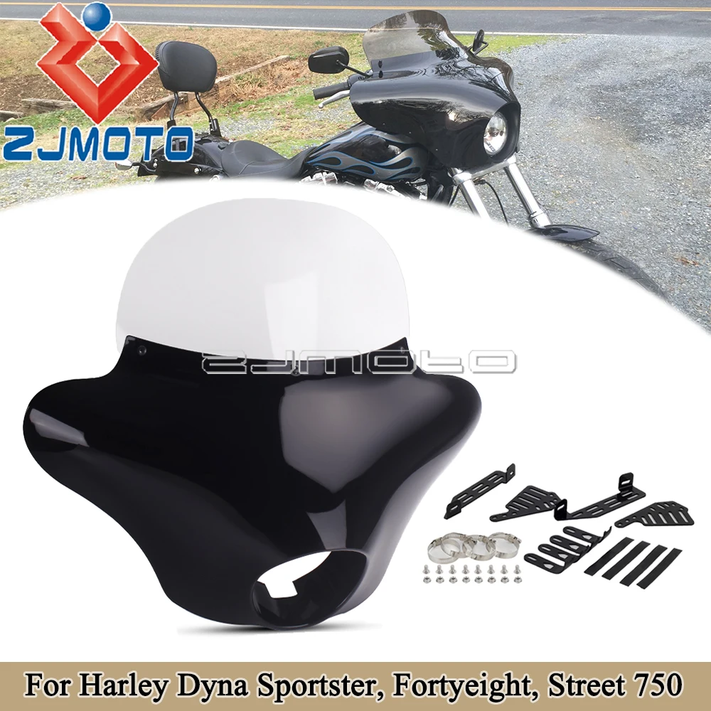 

Motorcycle Clear Windscreen Outer Batwing Fairing Headlight Windshield Cover For Harley Dyna Sportster Fortyeight Street 750