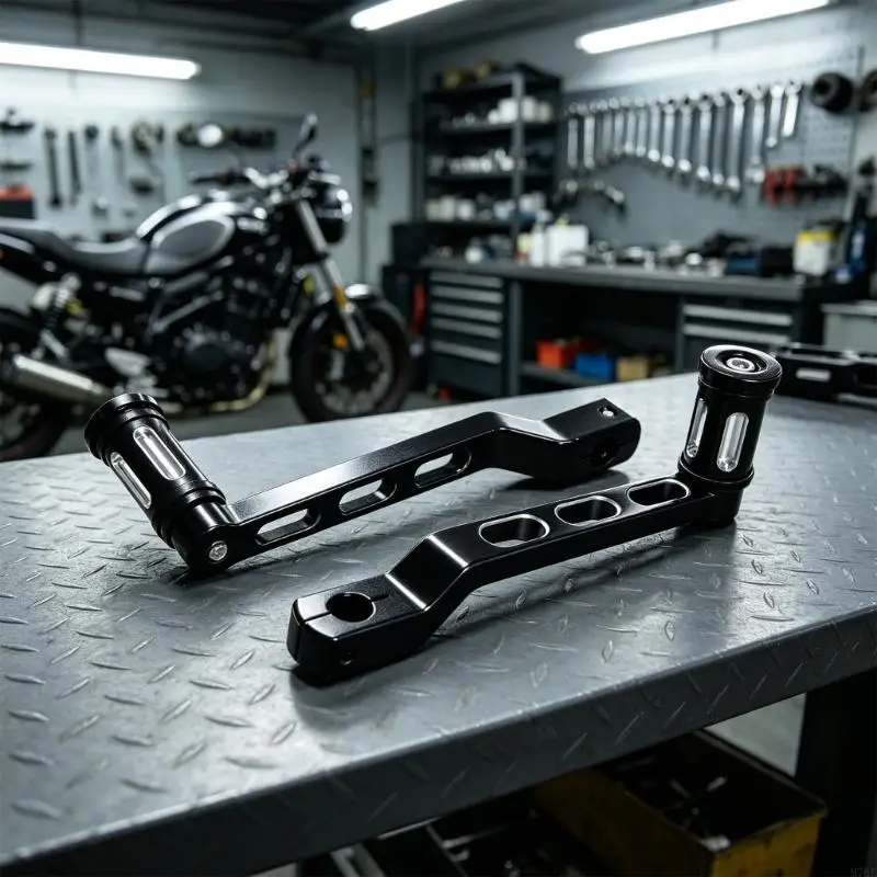 M76E Motorrad-Schalthebelsatz aus bearbeitetem Metall, Ersatzpaar vorne und hinten mit Gummigriffzapfen für Wartungszwecke – Detail 9