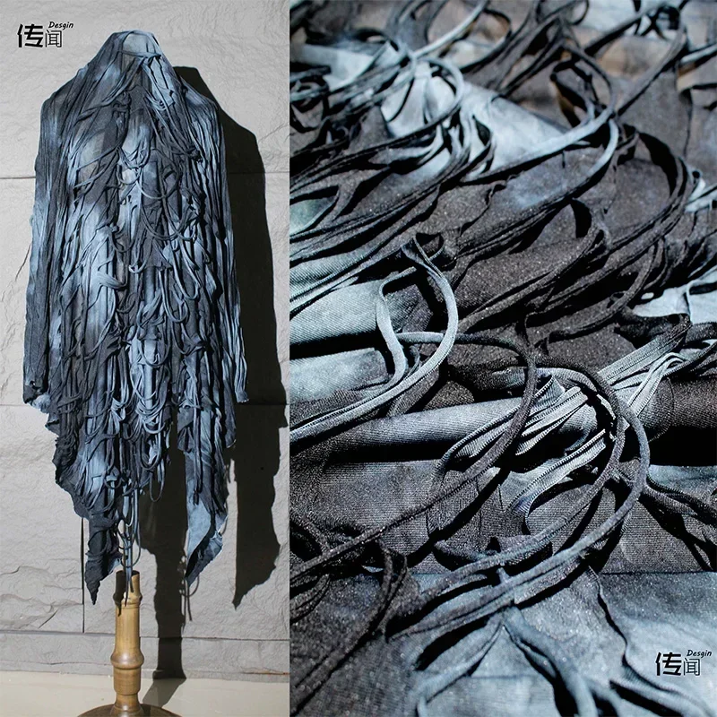 

Окрашенная в галстук эластичная ткань, креативная модная куртка, юбка, дизайнерская оптовая продажа, ткань для шитья своими руками по метрам, полиэстер, материал