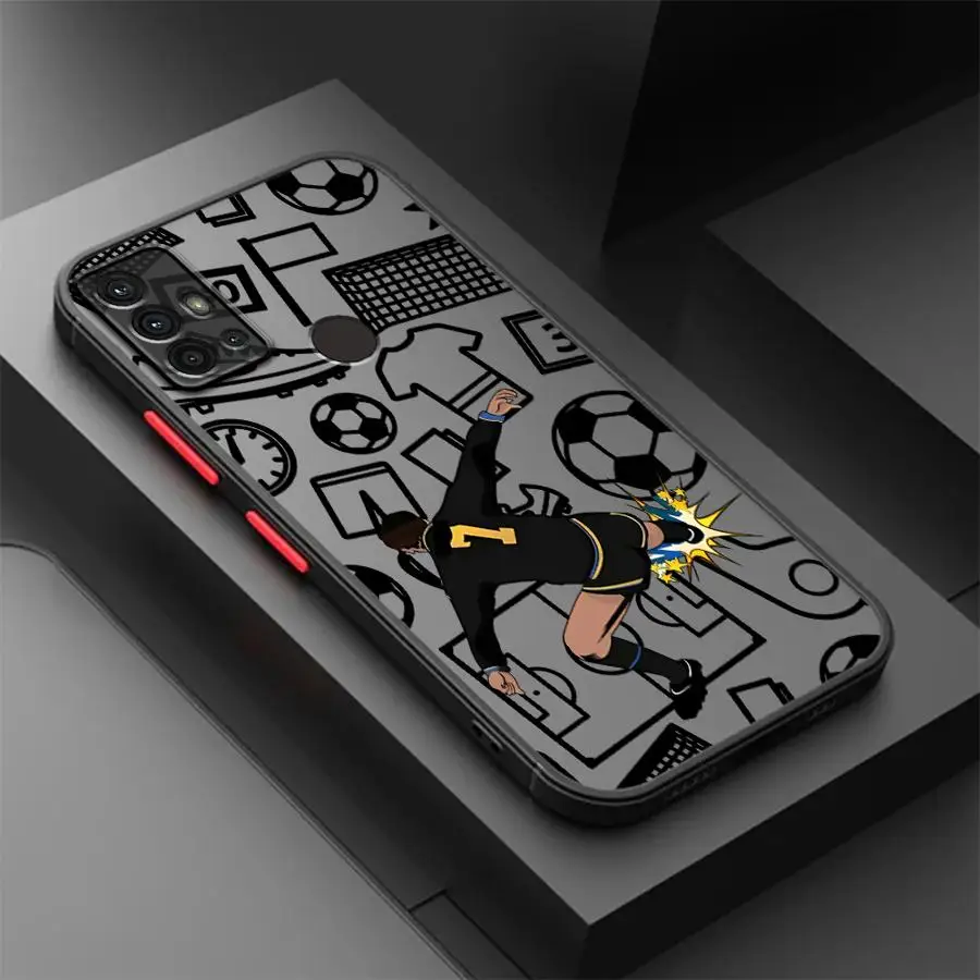 حافظة بحافة سوداء لهاتف سامسونج جالاكسي A35 A36 A25 A26 A73 A53 A24 A34 A54 A21s A52 A56 A22 كرة قدم رياضية كارتونية