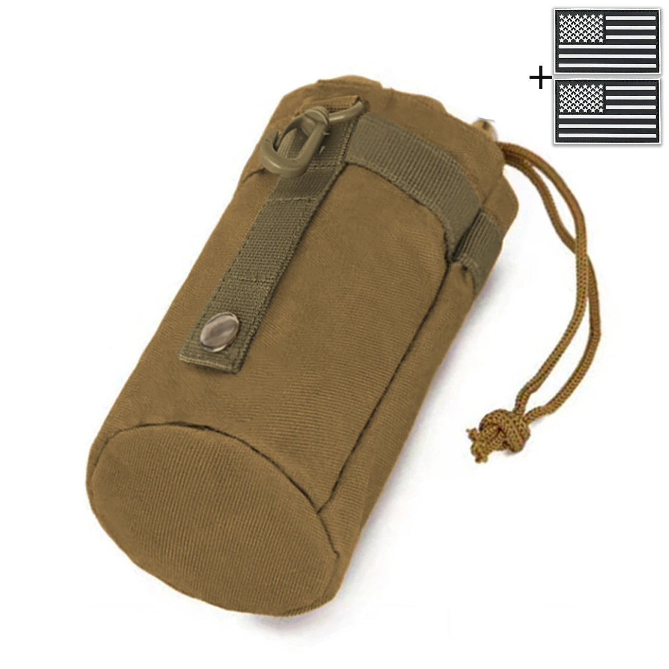 Outdoor hunting water bottle bag with MOLLE expansion system, drawstring strap, mountain buckle fabric, wear-resistant