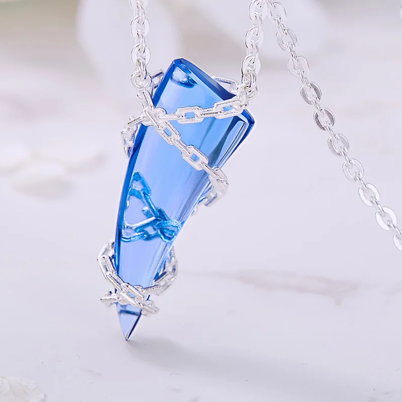 Re:Life in adifferent world from zero Re0 Rem Blue Corner Anime Necklace 925 Sterling Silver Pendant  Action Figure Gift