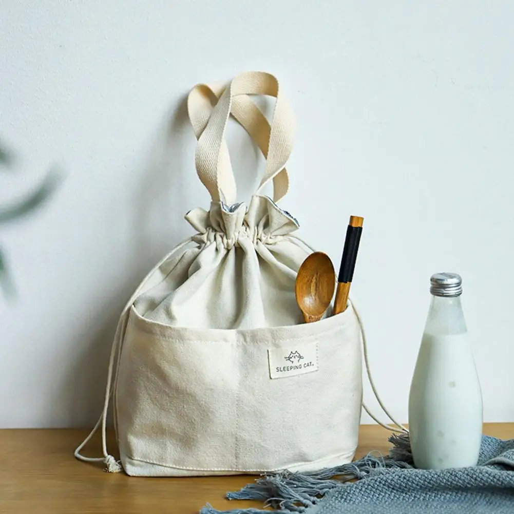 

Сумка для обеда с фольгой, холщовая коробка для обеда, сумка для пикника на шнурке, эко-хлопковая ткань, маленькая сумочка, контейнер для ужина, сумки для хранения еды