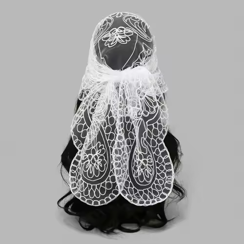 Elegant Lace Scarf Hollow Out Embroidery Foulard Bandana Solid Color Triangular Scarf Thin Vintage HandkerChiefs for Hair Woman - Image 21