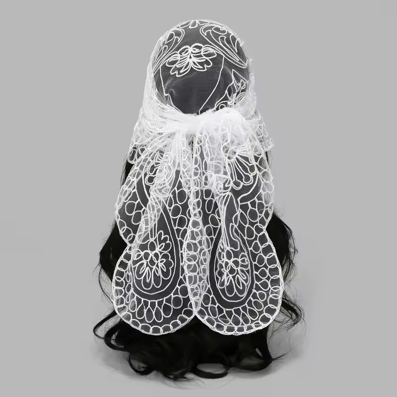 Elegant Lace Scarf Hollow Out Embroidery Foulard Bandana Solid Color Triangular Scarf Thin Vintage HandkerChiefs for Hair Woman - Image 21