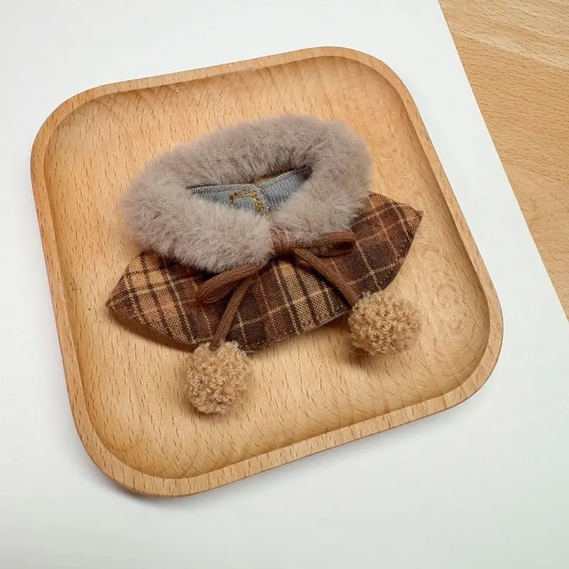 Voor 10 cm pop cape mantel katoenen pop kostuum kerst winter set mini pluche pop outfit nieuwjaar rollenspel rood en bruin