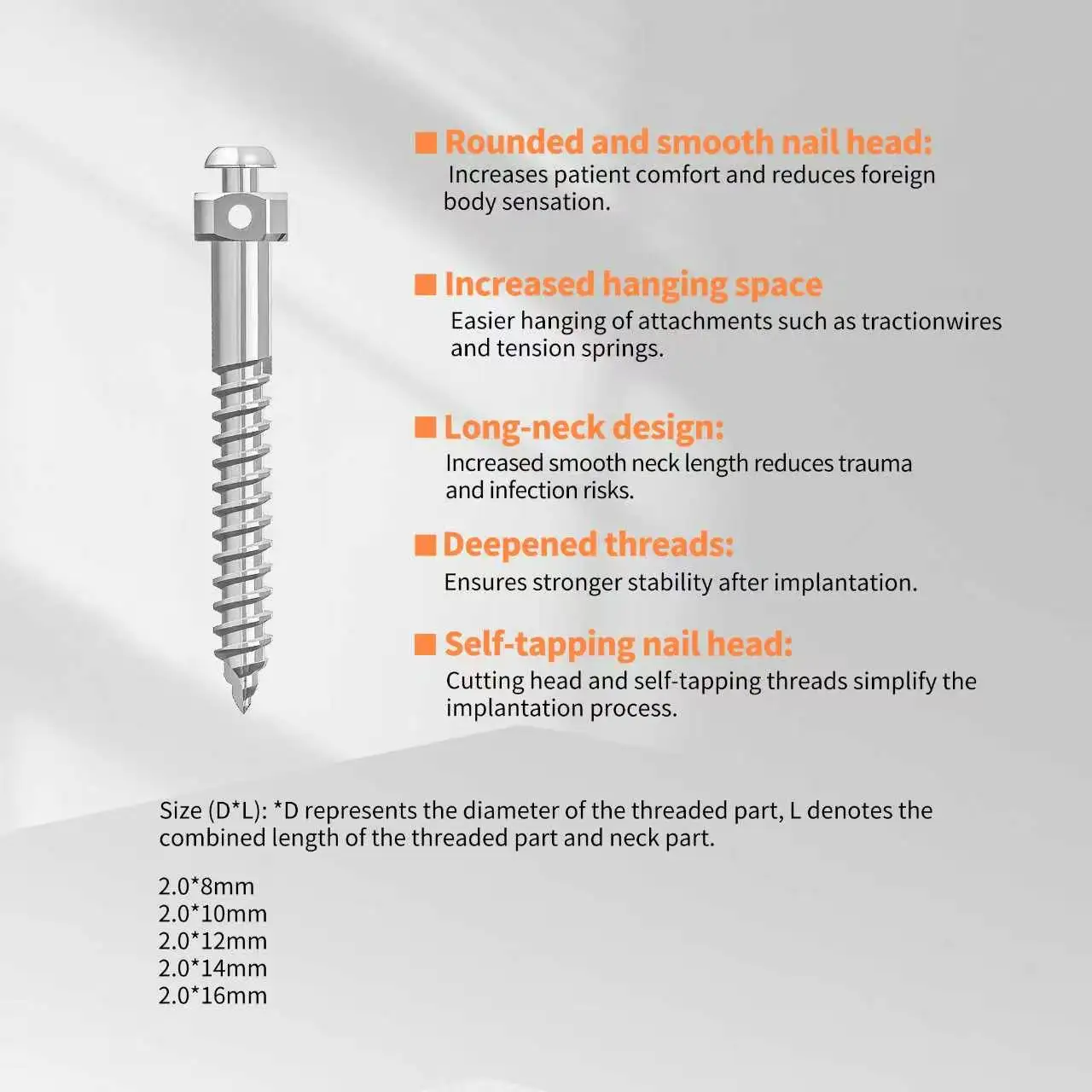 SmileRevive Dental Equipment Orthodontics Products Orthodontic Microscrews Dental Accessories M2.0*8/10/12/14/16