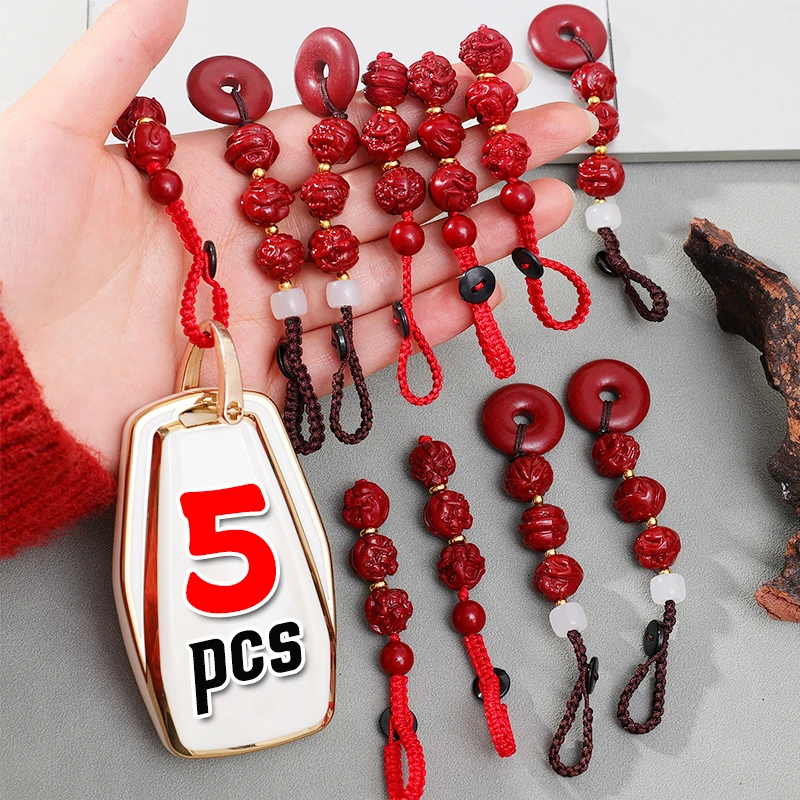 Chinese Zodiac Car Keychain Imitation Cinnabar Zodiac Styling Pendant Auto Rearview Mirror Decorative Hangings Exquisite Gifts