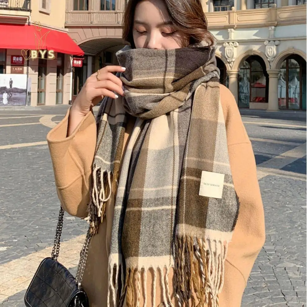 

Plaid Scarf Autumn&Winter Warm Shawl Wrap Long Tassel Female Foulard Thick Blanket Cashmere Scarves