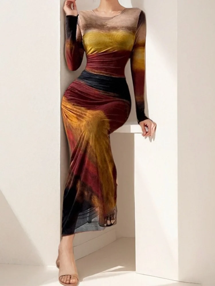 Hurtownia sukienek damskich Wmstar Wiosna 2025 Transgraniczna Odzież Europejsko-Amerykańska Sexy Wyszczuplająca Talia Wyszczuplająca Długi Rękaw