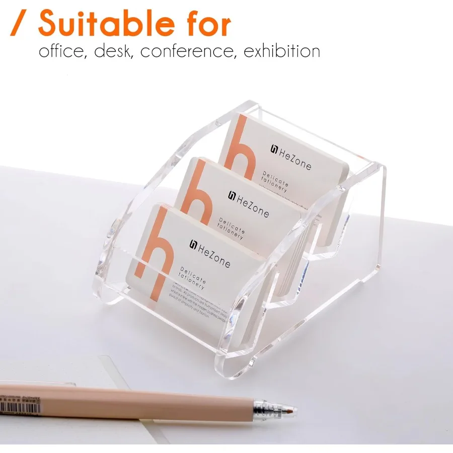 عرض حامل بطاقات العمل الأكريليك للنساء والرجال 3 فتحات 3 طبقات حامل بطاقات شفافة لفتحات المكتب التي تيل مرة أخرى لمنعها #3