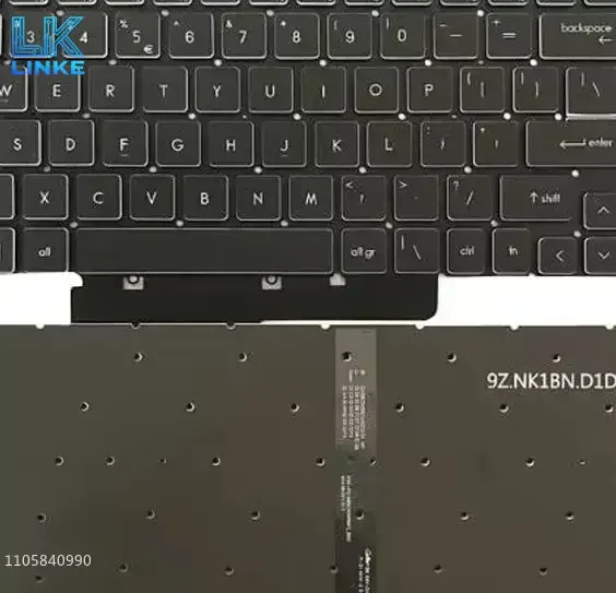 Colorful Backlit Keyboard With Thin cable For MSI Summit E16 Flip Evo A11M A11MT A12M A12MT A13M A13MT English US Black No Frame