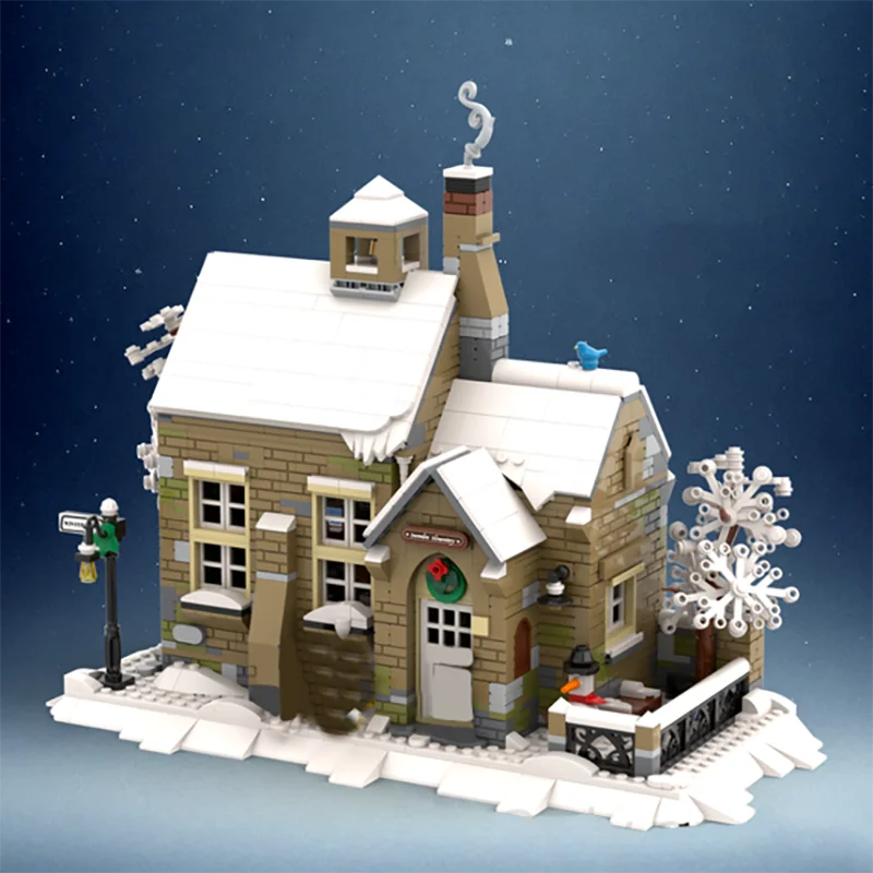 

NEW 1653PCS City Hot Selling Street View Moc Modular winter village school model DIY creative ideas ChildToy birthdayGift Blocks