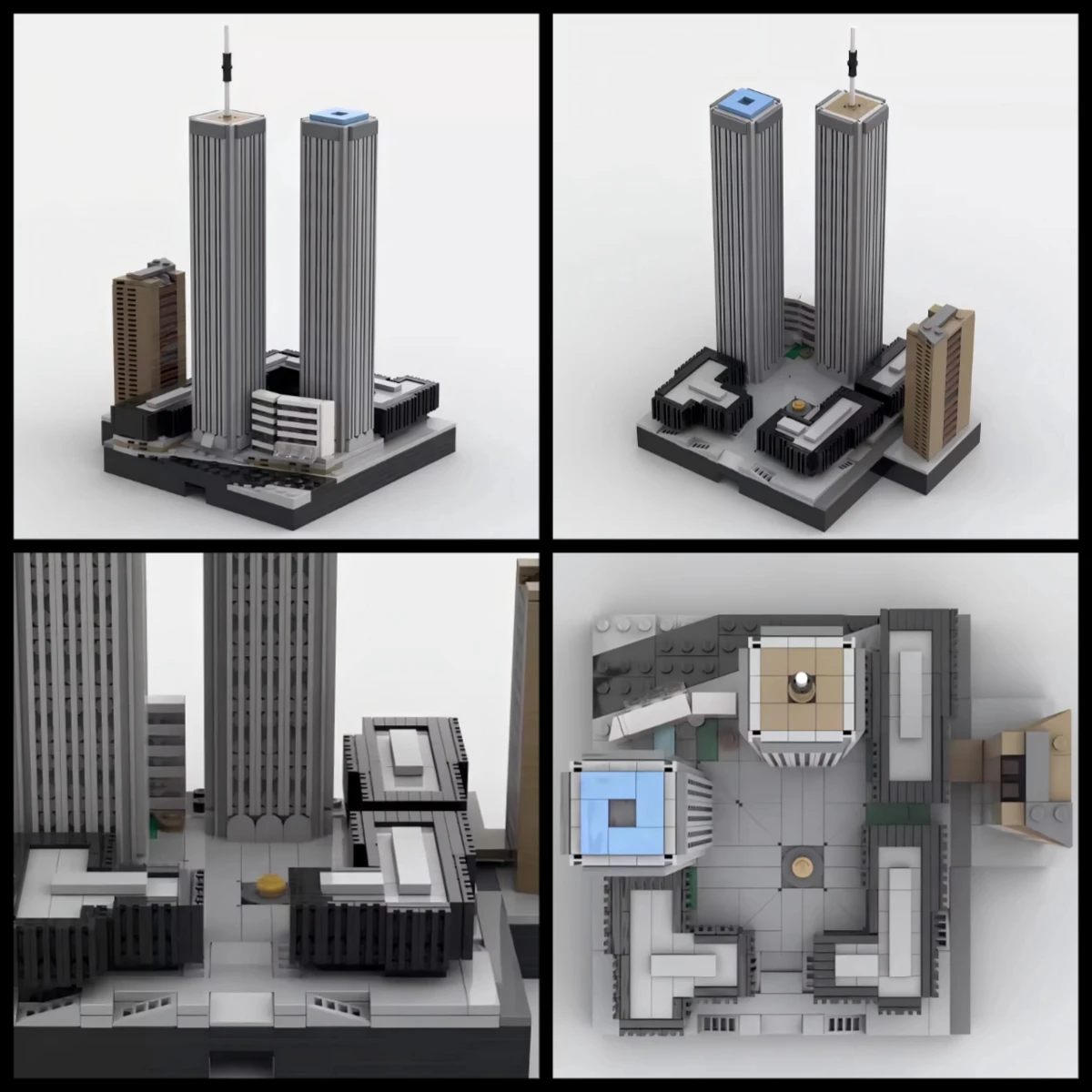MOC World Center Trade Architecture Modular Scenario Towers Twin Street View Building Blocks Model DIY Adult Collection Toy Gift