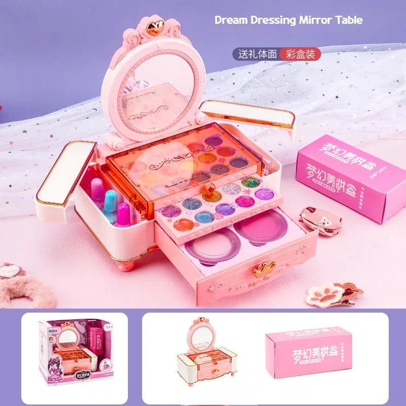 Hot selling Children dreamed beauty Make up Cosmetic Box Set Can Be Painted With Colored Dresser Toys for girl Birthday Present