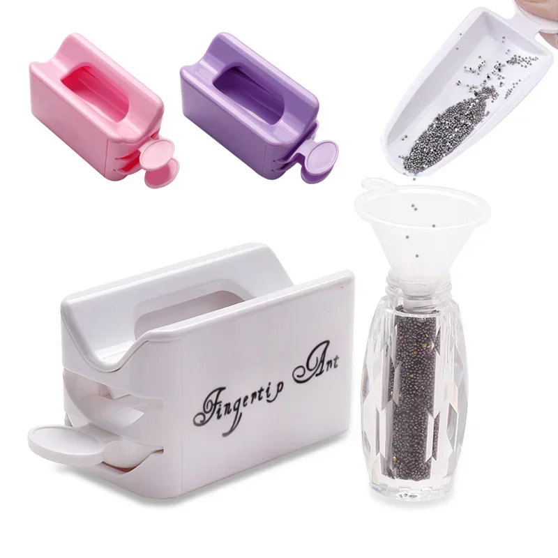 Boîte de Rangement pour Poudre à Paillettes pour Ongles, Miroir Magique à Double Couche, Conteneur de Strass Brillants, Outils de Manucure