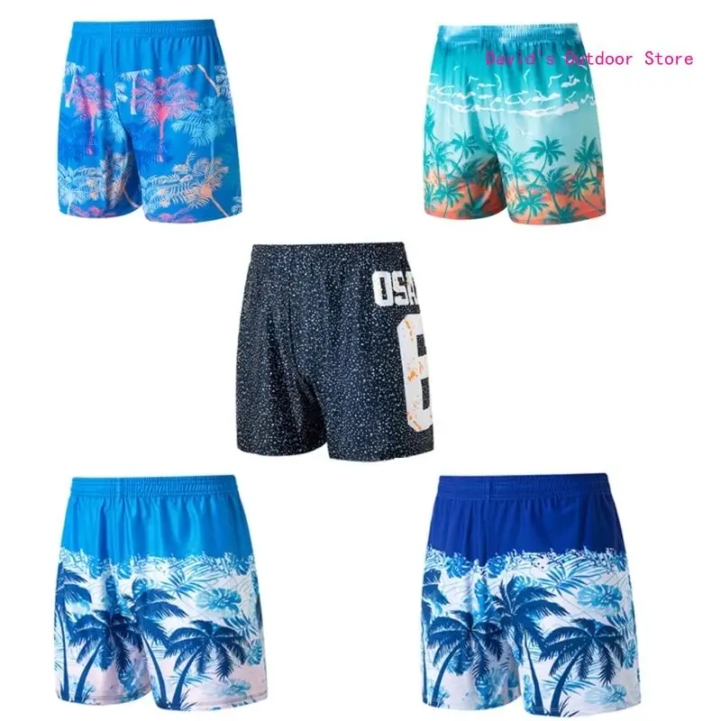 Man Quick Drying Swim Shorts Flower Print Beach Shorts Boardshorts Swim Trunks X3UA