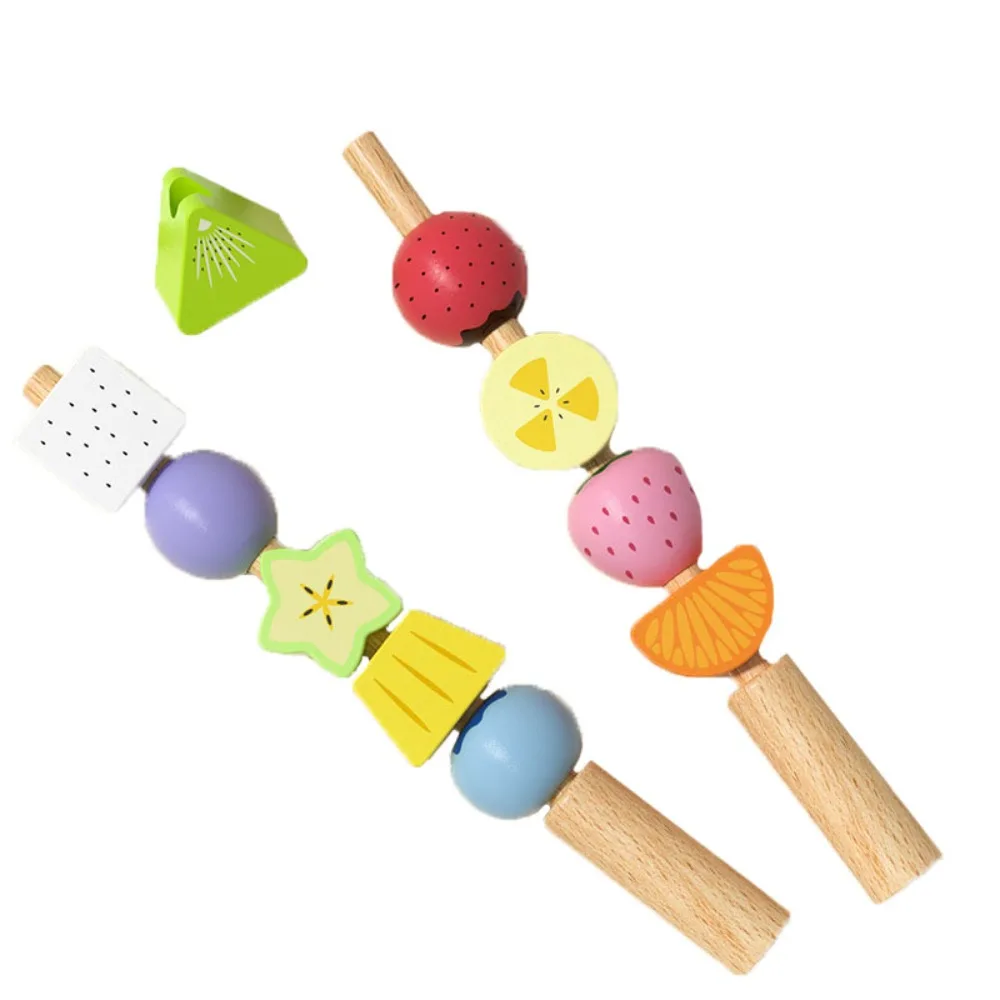 

Geometric Fruits Shape Matching Game Montessori Fruit Color Shape Educational Beaded Toys Logical Thinking Lacing Beads