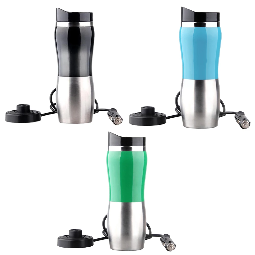 Car Electric Kettle 12V 400ML Car Heating Cup Stainless Steel Thermos Heating Water Bottle Car Kettle Thermos for Water Tea Milk