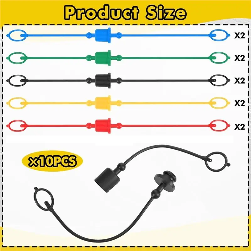 【FLASH DEAL】10Sets Hydraulic Dust Caps & Plugs Set, Quick Coupler Cover Hydraulic Hose Dust Cap For 1/2Inch Flat Face Couplings