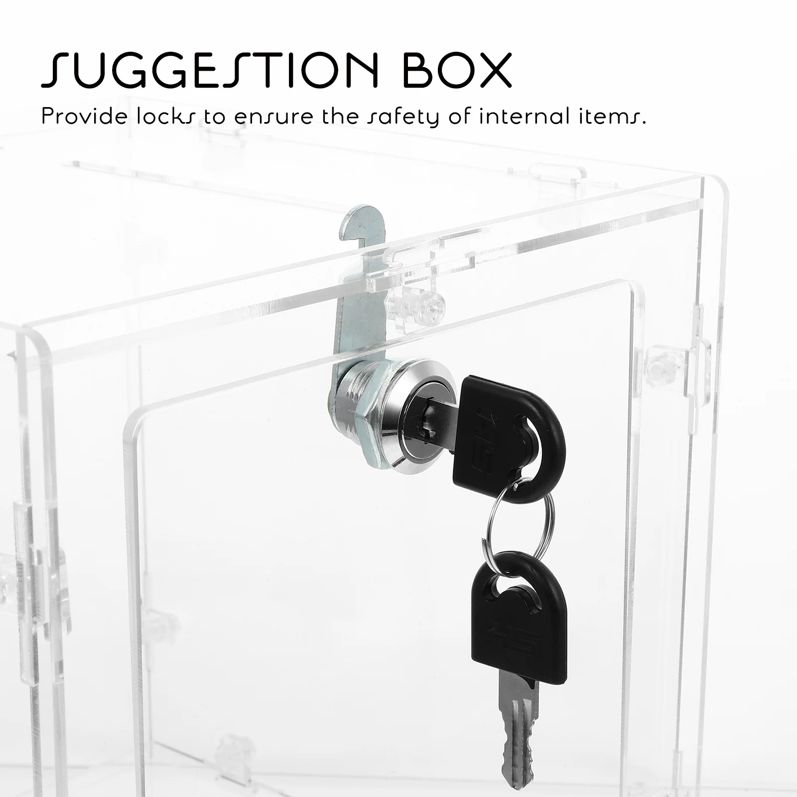 Transparent Acrylic Ballot Box Secure Lock Donation Ticket Suggestion Container for Voting Events Ballot Box