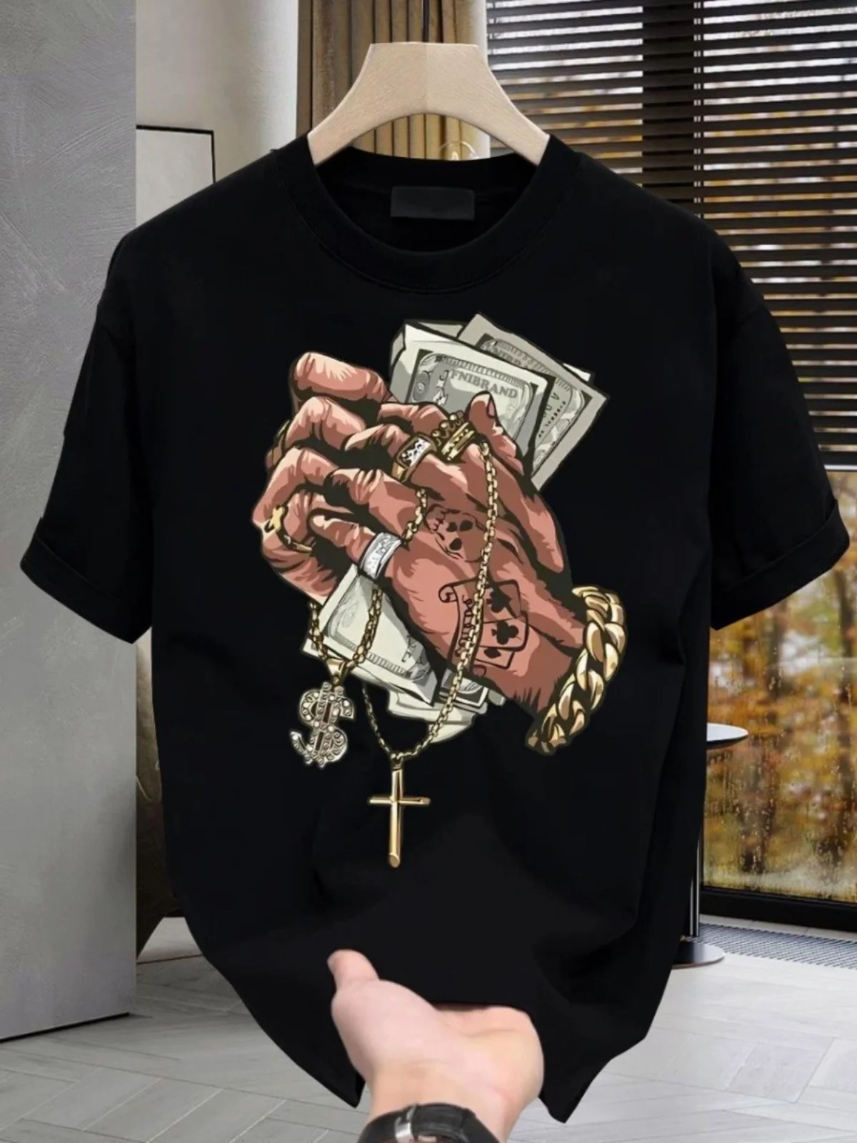 

American Letter Printing Men's Short-sleeved T-shirt Trendy Brand Pure Cotton Comfortable and Breathable Fashion Versatile