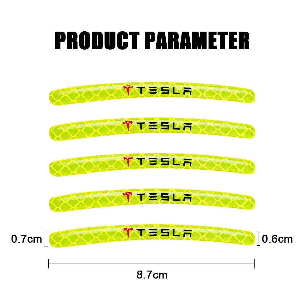 5/10/20 قطعة عجلة السيارة العاكسة حافة ملصقات شرائط الشريط السيارات الديكور ل تسلا نموذج 3 Y S X رودستر Cybertruck Juguete WYE #2