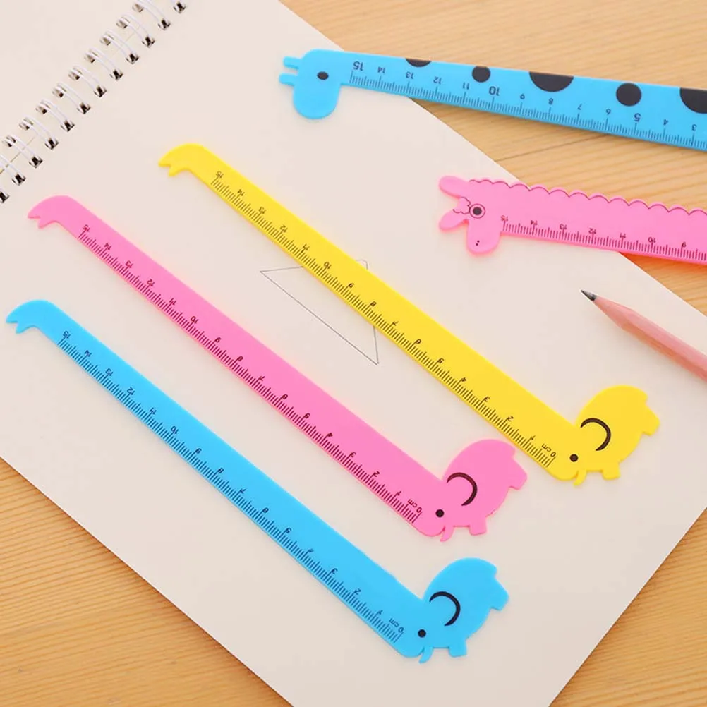 10pcs Giraffe Ruler Cartoon Scale Cute Plastic Measuring Tool for Students School Office Supplies Lightweight