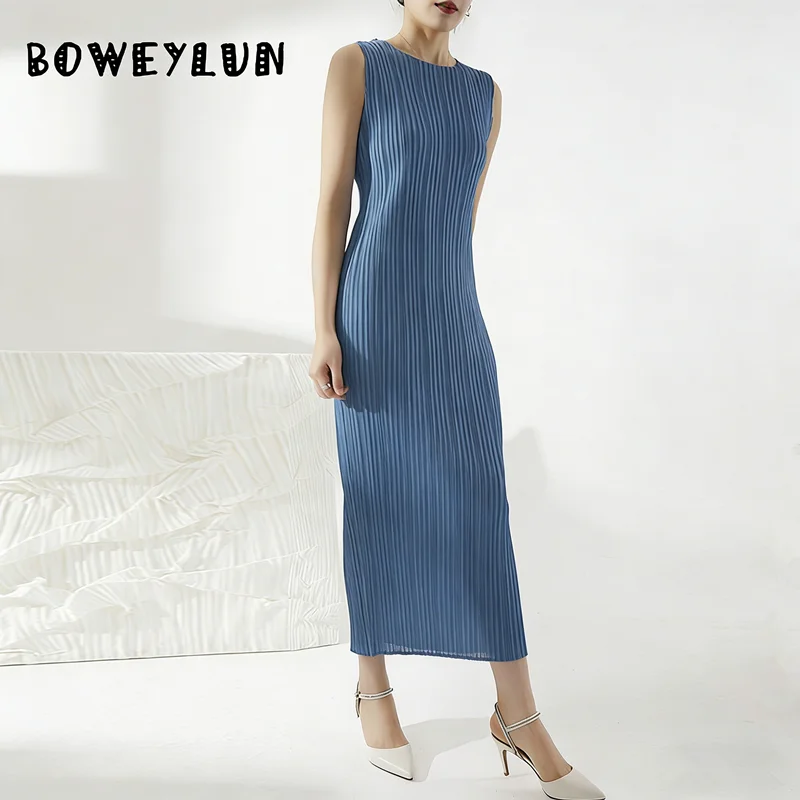 

Women's Dress ElegantSummer Sleeveless Ruched Bodycon High Waist Tummy Control Straight Long Maxi Dress Pencil Dress for Women