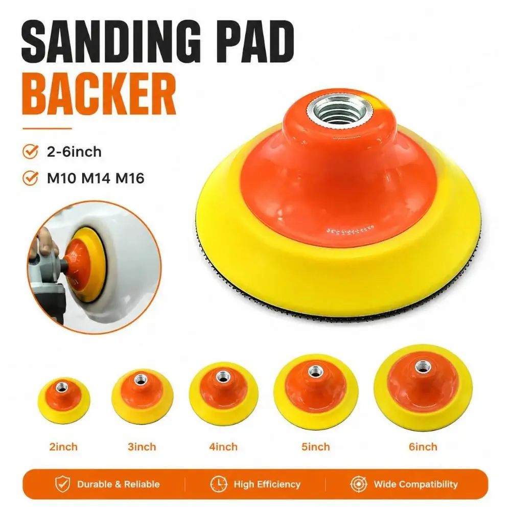 1Pcs 2-7 Inch Universal Backing Plate Plastic And Metal Hook And Loop Fastener Sanding Pad Backer M10 M14 M16 Thread