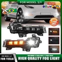 For Tesla Model Y Car Front Fog Light LED DRL Front Bumper Lamp Anti-Fog Light Driving Lamp Turn Fog Lamp Assembly