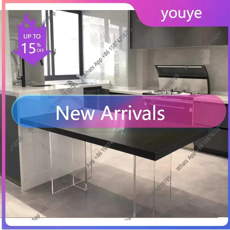 N64 Light Luxury Acrylic Suspended Dining Table Solid Wood Creative Office Computer Desk Home Desk Designer White Workbench Amer