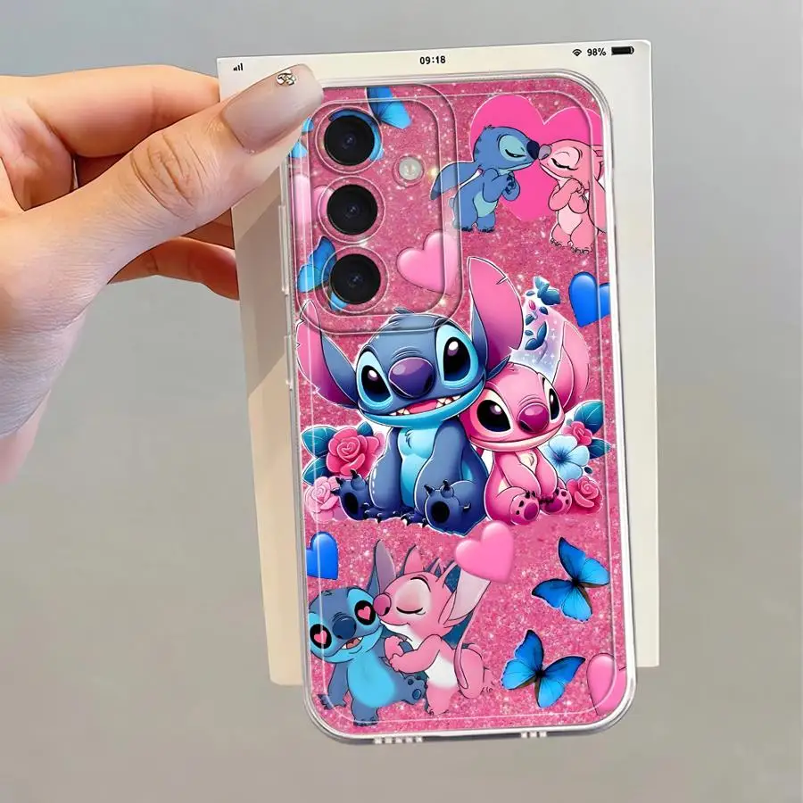 Funda transparente divertida de dibujos animados de Disney Stitch para Samsung Galaxy A21s A32 A71 A52s A16 A50 A51 A72 A31 A52 A12