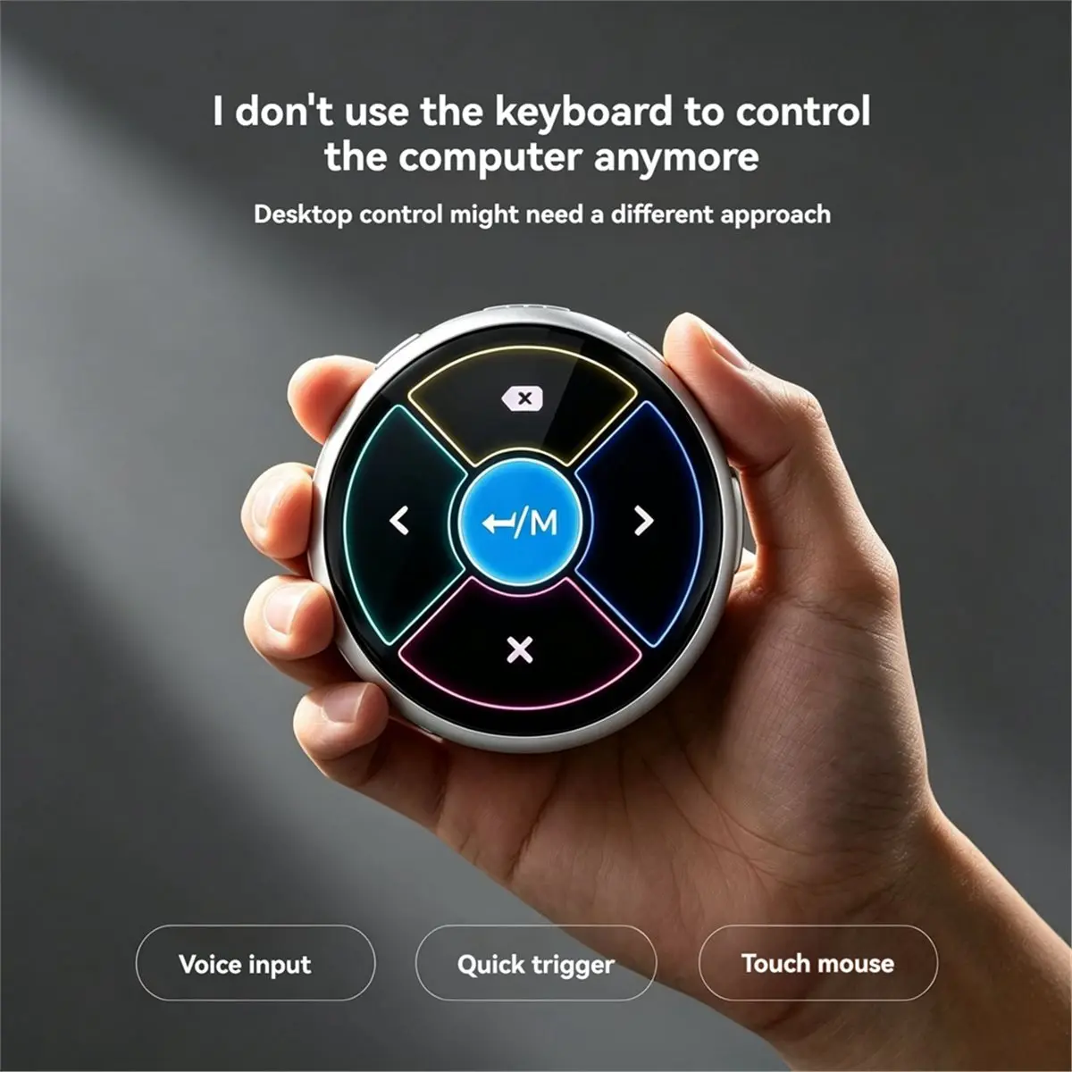 AI Wireless Controller Bluetooth Touch Mouse - 1.75-Inch Round AMOLED Touchscreen Quick Voice Input