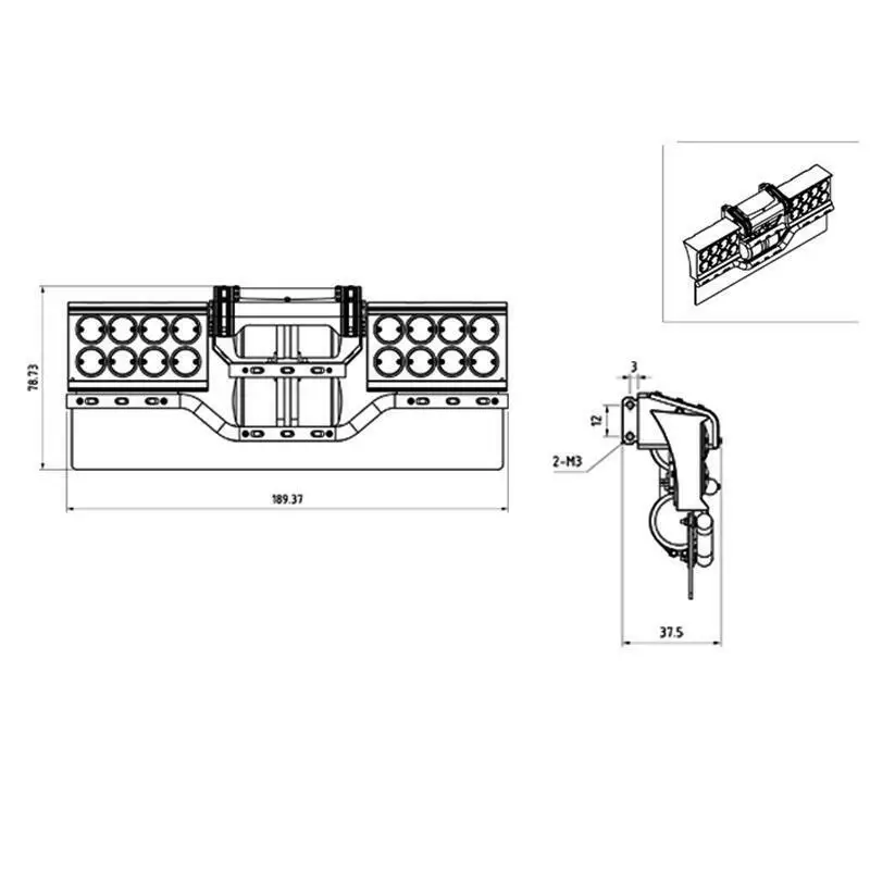 Lesu Metal Rear Beam Taillight Parts For Toucan RC Hobby 1/14 Tamiyaya R620 R470 RC Tractor Truck Th15171