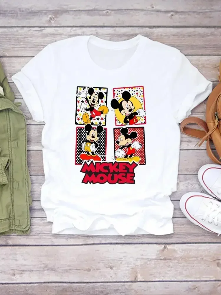 

Fashion Women T-Shirt 90s Cute Sweet Clothes Printed Clothing Female Tee Top Mickey Mouse Lady Cartoon Casual Graphic T-shirts