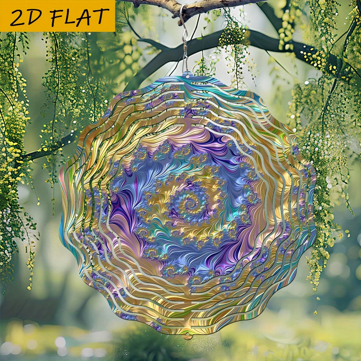 CIFBUY Colorful Abstract Spiral Aluminum Wall Art Waterproof Durable 360 Degree Rotating Decor Indoor Outdoor Garden Yard Patio