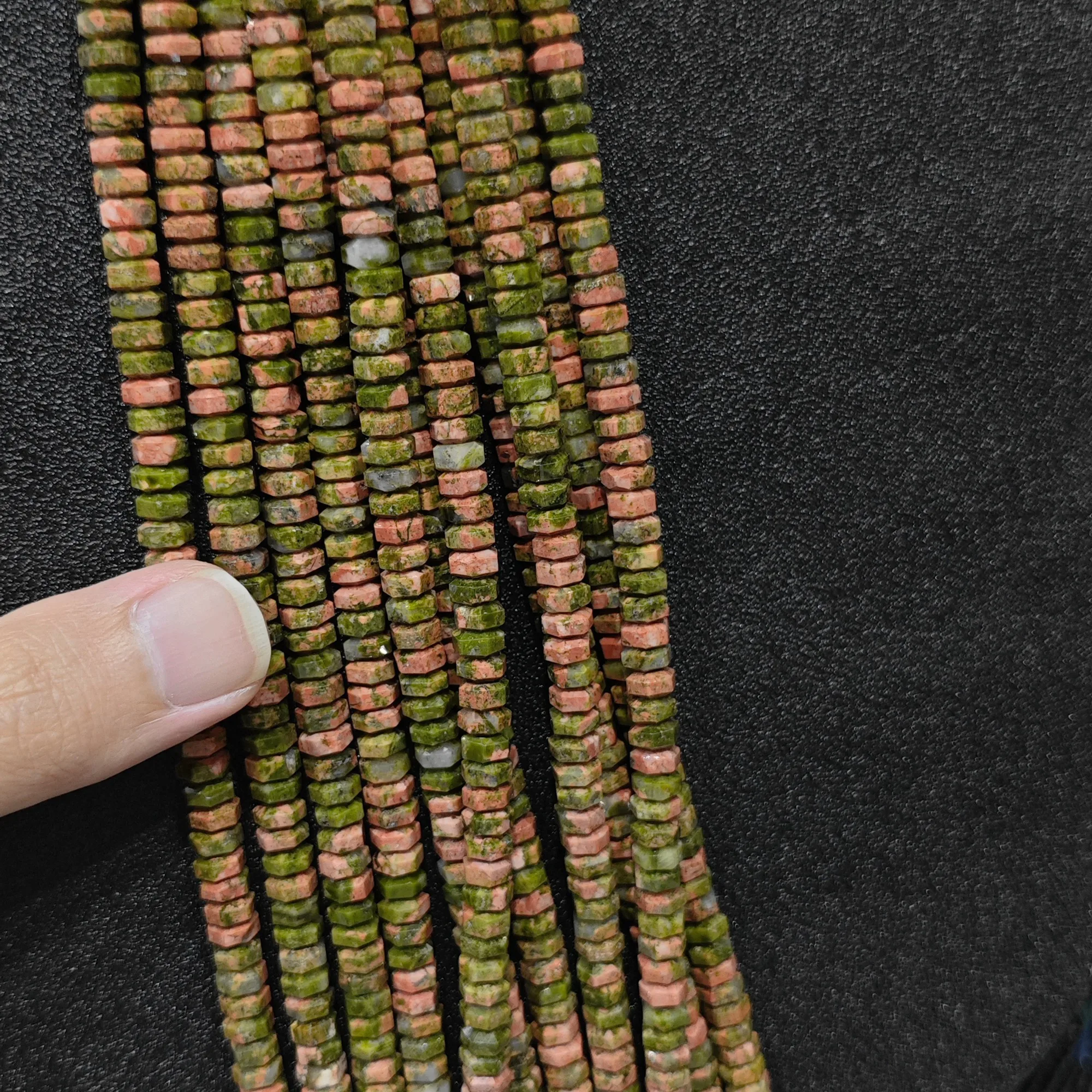 Natural Faceted Unakite Beads, 6x3mm Rondelle Disc Spacer Loose Gemstone Strand for DIY Jewelry Making Craft Supplies