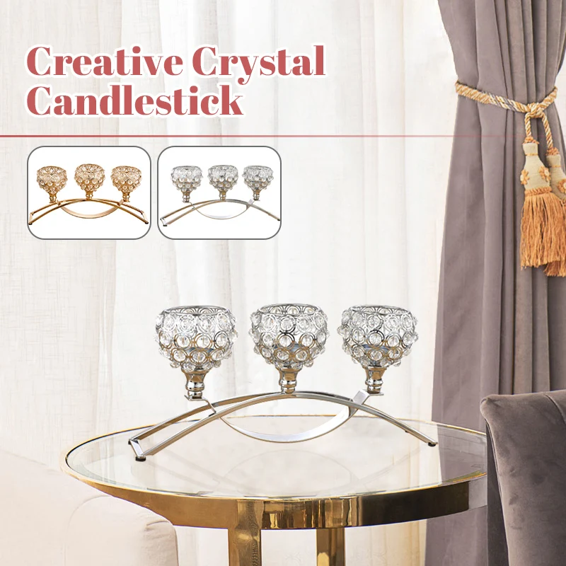 3 Arms Crystal Candelabra Candle Holders Metal Candlesticks For Home Dinning Table Centerpieces Candelabrum Home Decor Crafts