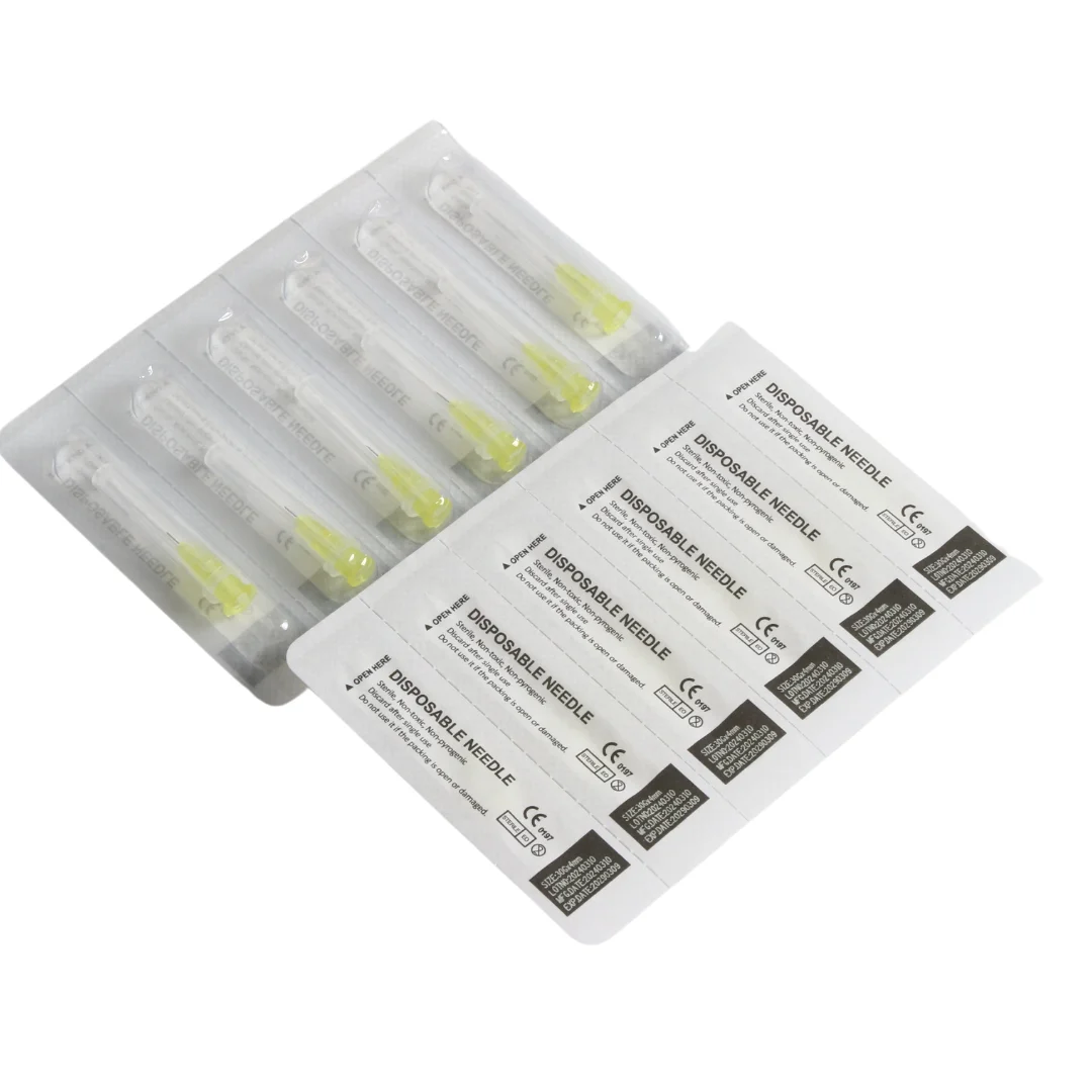 100pcs 32G34G30G31G 1.5/2.5/4/6/13mm painless needle Piercing  Syringe Injection glue Clear Tip Cap Pharmaceutical injection