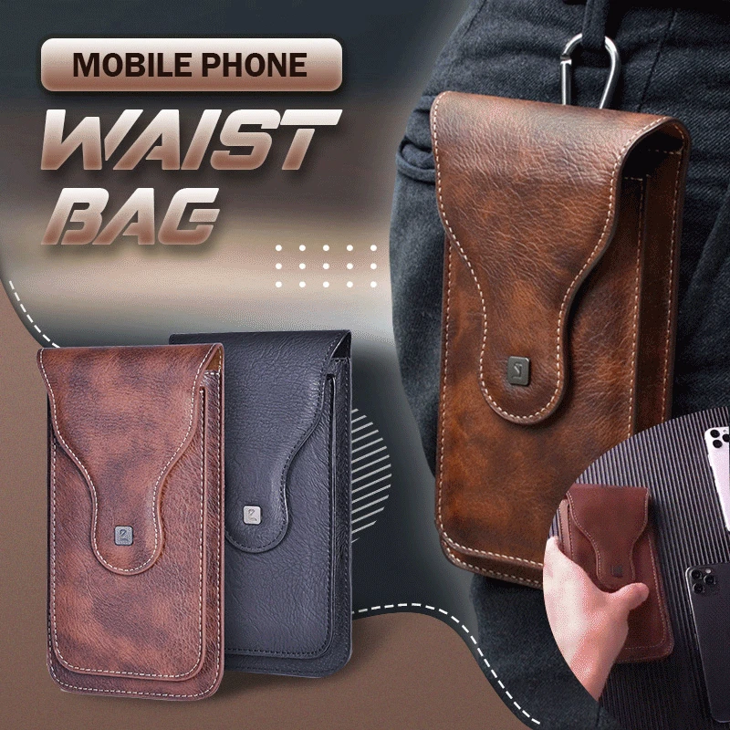 

Vintage Mobile Phone Case Cover Pack Men PU Leather Waist Bag with hook clip Phone Holster Travel Hiking Cell Belt Pouch Purse