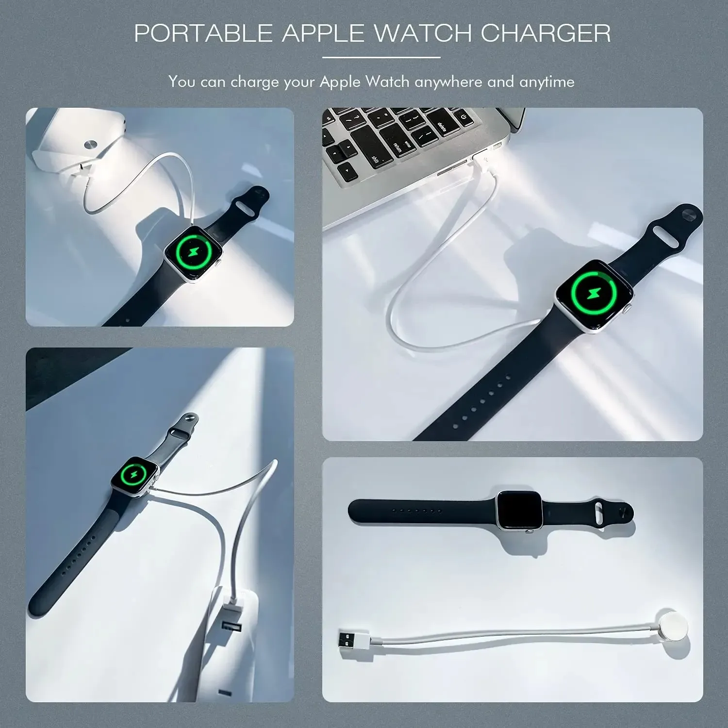 Watch Charger for iWatch Portable Wireless 2in 1Charging Cable Compatible with Apple Watch Series SE/8/7/6/5/4/3/2/1 Accessories