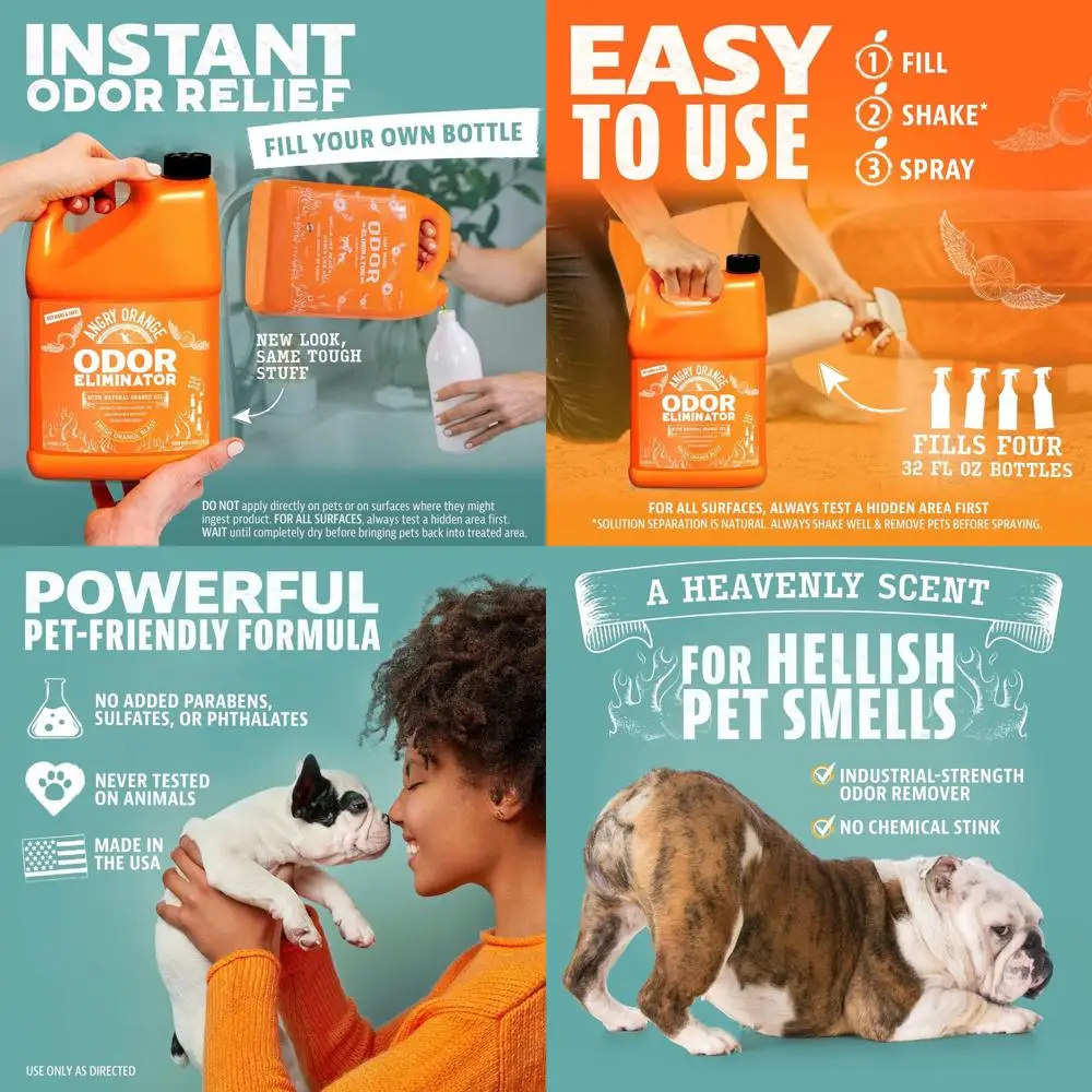 

Citrus-Based Pet Stain & Odor Remover - 1 Gallon, Natural Orange Oil for Dogs & Cats