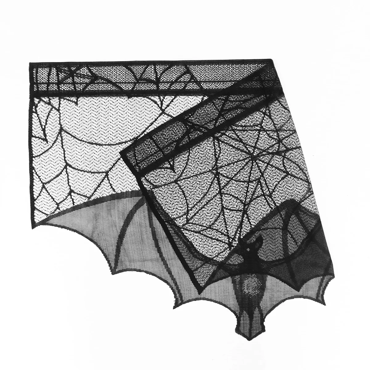 

Fireplace Bat Ghost Festival Cloth Decor Stove Spider Web Curtain Halloween Black