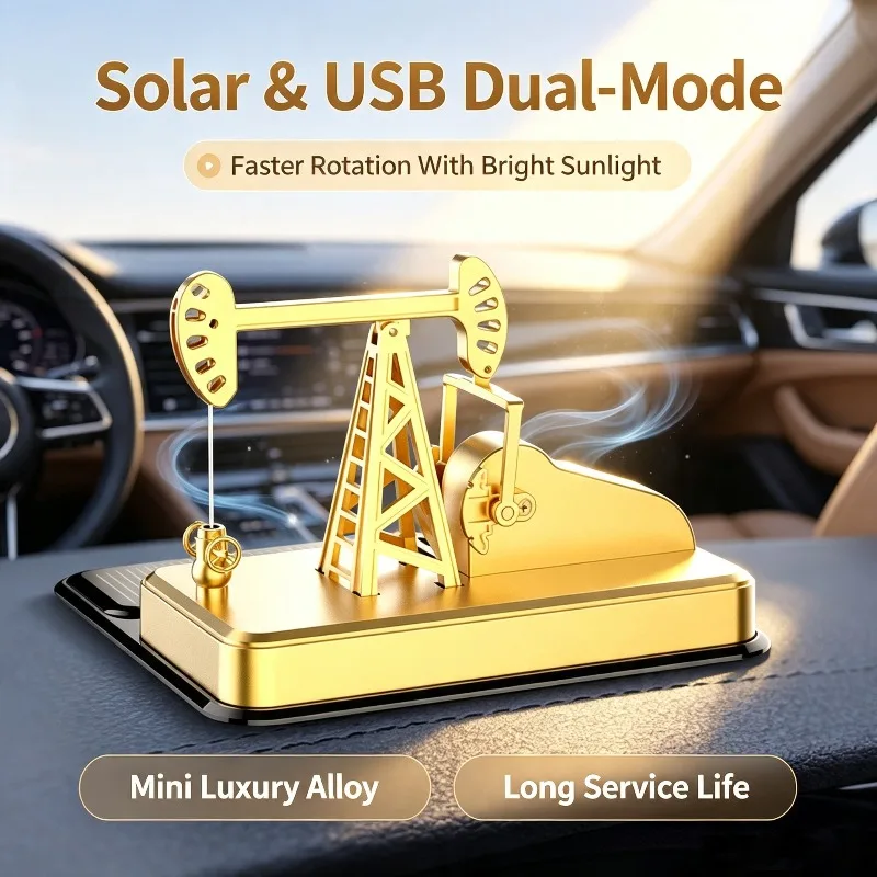 Solar USB Rechargeable Car Dashboard Oil Pump Air Freshener Aromatherapy Diffuser Auto Rotating Perfume Ornament Interior Decor