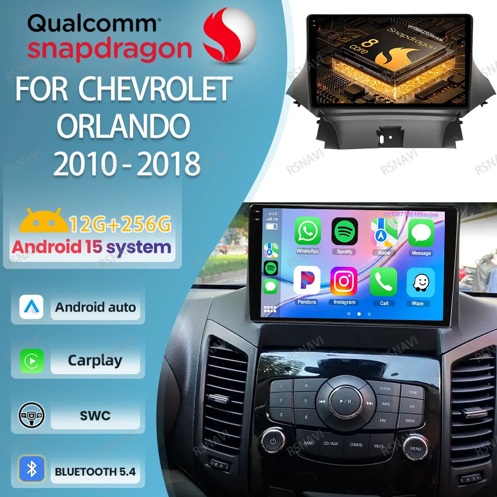 

Android 15 Car Radio For Chevrolet Orlando 2010 - 2017 2018 QLED DSP Snapdragon 5G WIFI 360 Camera Navigation BT Qualcomm DVD