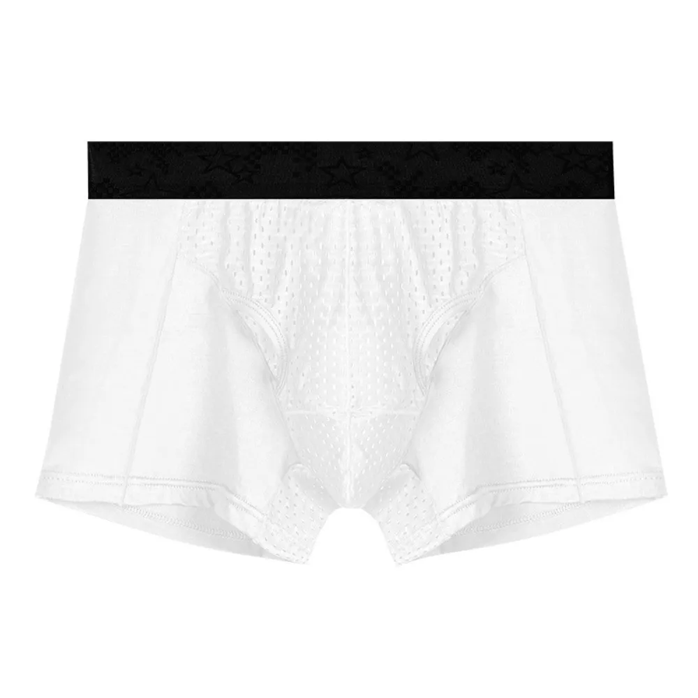 

Quick-Drying Men's Mesh Boxer Briefs Separation Four-Way Stretch Underwear for Man Thin Mesh Lingerie Shorts Flat Underpants Boy