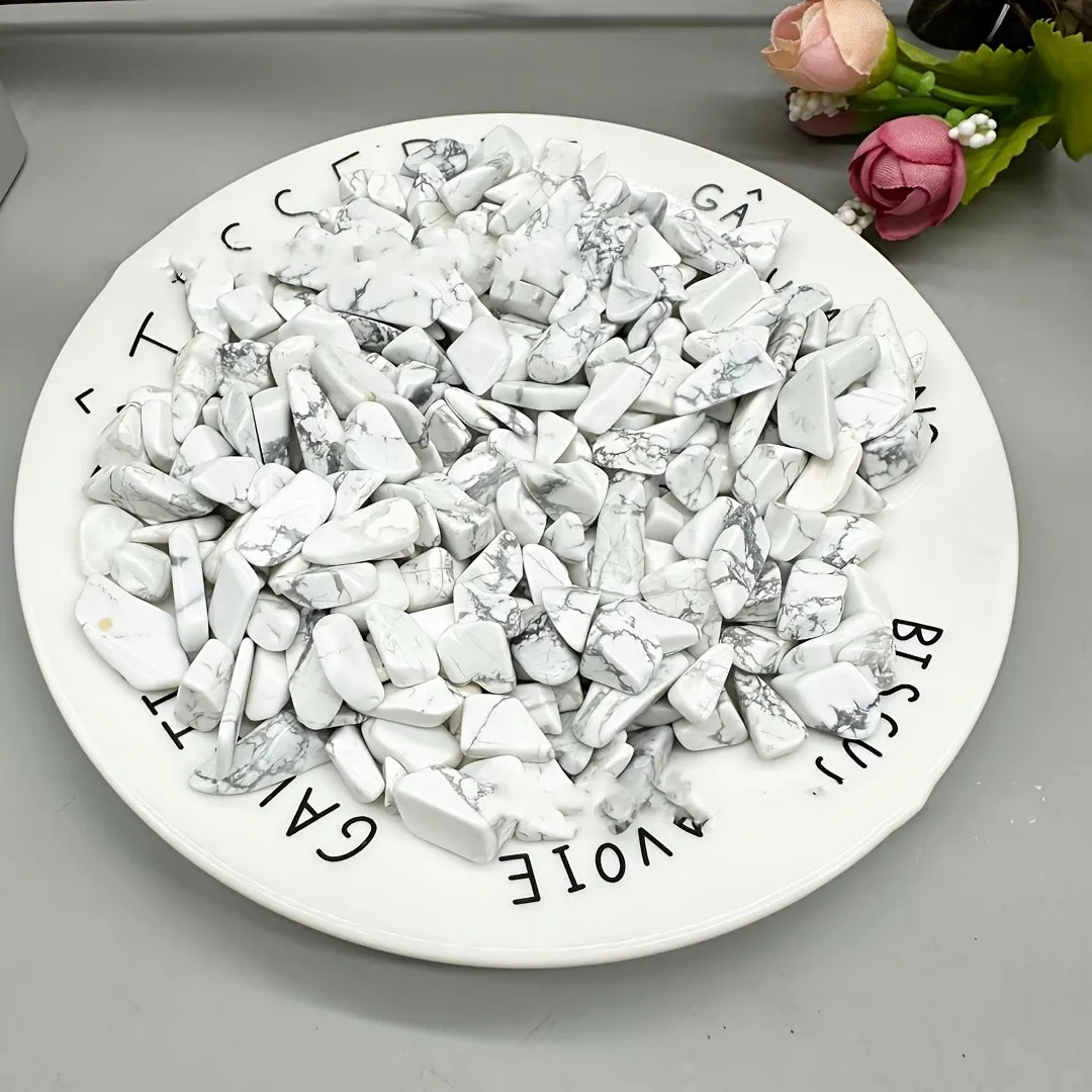 3-12 مللي متر رقائق كريستال Howlite المطحونة الطبيعية ، رقائق الأحجار الكريمة ، Howlite الأبيض الطبيعي ، رقائق الأحجار الكريمة Howlite البيضاء