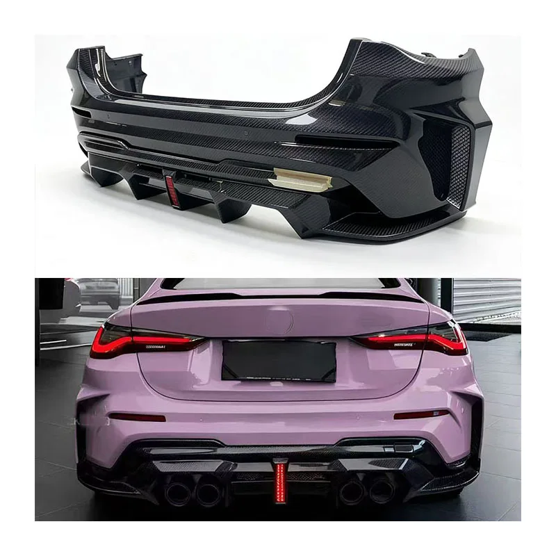 New for M3 M4 G80 G82 Carbon Fiber Rear Bumper Exhaust Bolt-On Body Kit